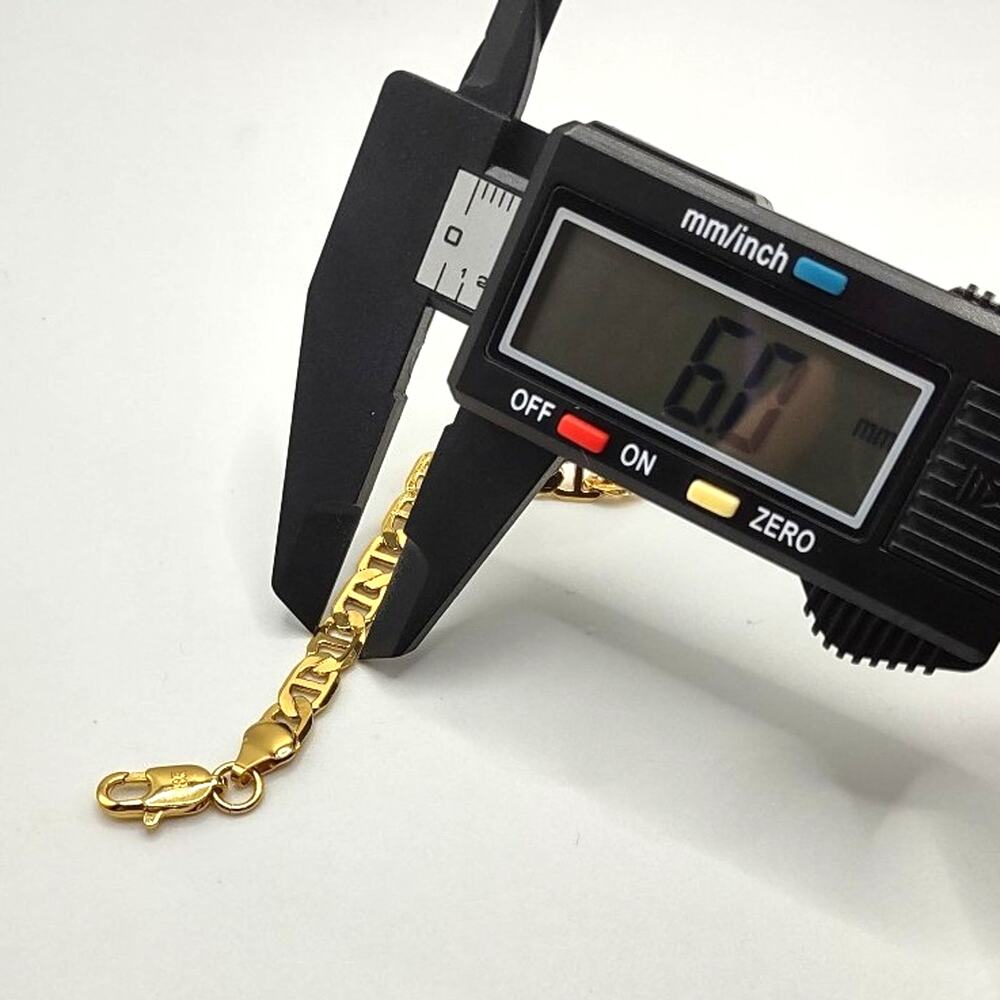 18k Gold Plated Bracelet Mariner's Chain 6mm Valentine's Birthday Gift - New